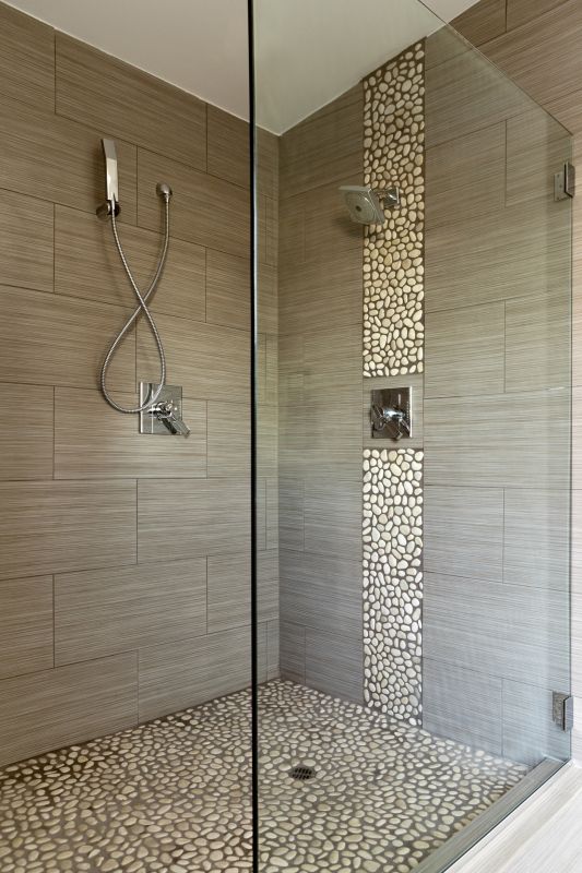 Contemporary Shower with Accent Tile